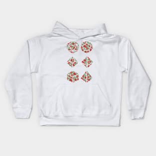 Red Rose Vintage Pattern Silhouette Polyhedral Dice - Dungeons and Dragons Design Kids Hoodie